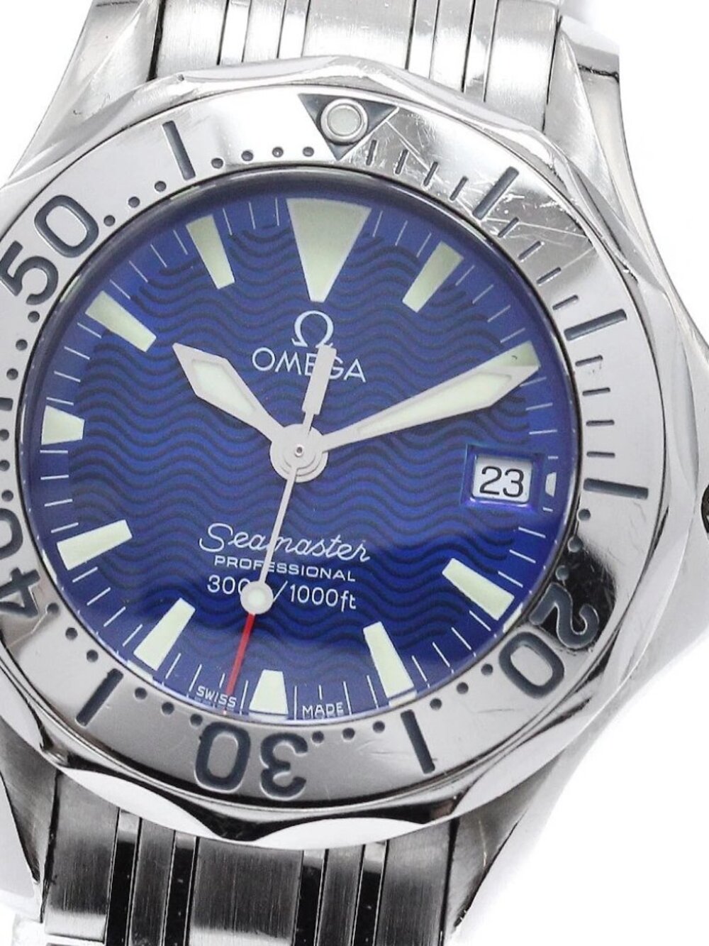OMEGA Seamaster300m 2283.80 Date blue Dial Quartz Ladies Watch_945851